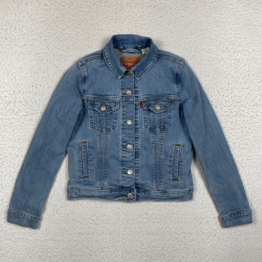 Levis Jean Jacket Womens XS Blue Denim Trucker Stretch Streetwear Western Indie